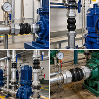 Connecteur flexible en caoutchouc EPDM DN50 avec extrémités filetées pour pompes et systèmes de conduites d'eau
