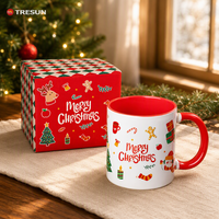 Tasse à café en céramique personnalisable avec logo, impression couleur de haute qualité, personnalisable, 11/15 oz, sublimation, Noël