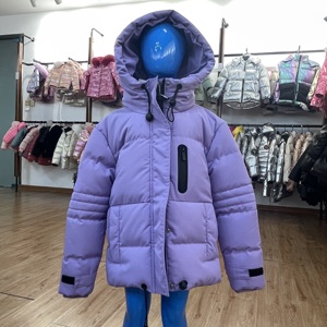 Vestes à bulles rembourrées d'hiver personnalisées pour enfants Veste bouffante à blocs de couleurs avec fermeture à glissière Fourrure imperméable décorée de motifs imprimés - Product Image 1