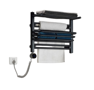 Calentador de Toallas Eléctrico Negro con Control de Temperatura, <span class=keywords><strong>Toallero</strong></span> Calefactado de Pared con Estante de Almacenamiento, Ideal para Apartamentos - Product Image 6