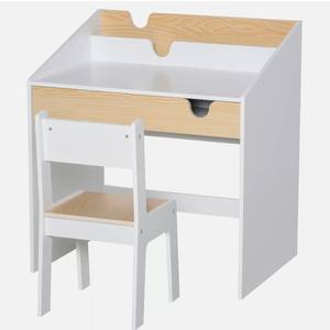 Ensemble de bureau et de chaise d'étude en bois pour enfants, bureau à <span class=keywords><strong>domicile</strong></span>, table d'activités en bois pour bébé, dessin, fabrication artisanale - Product Image 1