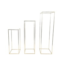 B O O H O Me Accessoires de décoration de mariage, support à fleurs en fer forgé doré et acrylique, cadre carré géométrique, luxe minimaliste, multi-étages