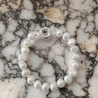 Bracelet de perles baroques de culture d'eau douce de couleur blanche 9-10mm avec fermoir en argent 925