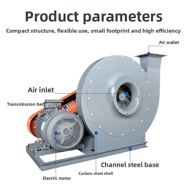 High-Pressure Water-cooled Centrifugal Blower - 380V Belt-driven for Industrial Boiler Flue Gas Exhaust