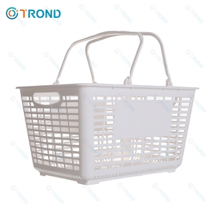 Wholesale Retail Supermarket White Plastic Shopping <strong>Basket</strong> <strong>with</strong> <strong>Handle</strong> for Carrying Goods - Product Image 4