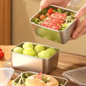 Fabriek Directe Roestvrijstalen Lunchbox Verzegelde Crisper Rechthoekige Bento-Voedselcontainerdoos Met Vergrendelingsdeksel