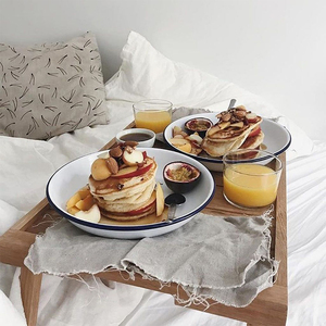 طبق شاي دائري معدني مطلي بالمينا من الخزف الصيني قابل للحمل يُمكن الطباعة عليه حسب الطلب - Product Image 2