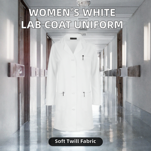Bata de laboratorio de tela de sarga de algodón y poliéster blanca para mujer, con bordado de detección de agujas, uniforme de farmacéutica para consulta hospitalaria - Product Image 2