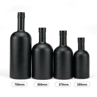 Bouteille en verre flint noir mat dépoli 375ml 500ml 700ml 750ml vide pour Vodka Spirit Whisky Gin Tequila Liqueur avec bouchon