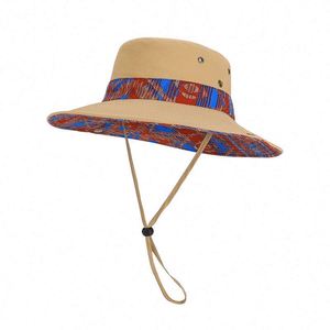 <b>Large</b> Brim Denim <b>Bucket</b> Sun <b>Hats</b> for Men and Women-Spring Summer Outdoor Mountaineering Fishing Protection Checked Pattern - Product Image 5