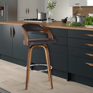 Gran oferta, Sillas De Bar, muebles, altura de mostrador, silla De Bar De cocina, taburete De Bar giratorio De madera curvada para cocina con respaldo