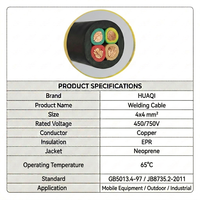 Câble en cuivre Huaqi YCW 4 conducteurs, 4 mm, en caoutchouc, résistant à la chaleur 65°C, flexible, pour équipement industriel mobile