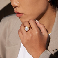 Bague ovale en acier inoxydable Gaovo avec pierre blanche pour femme, étanche, hypoallergénique, accessoire de mode, collection cadeau