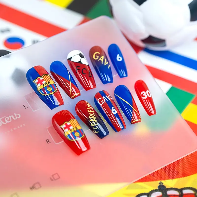 UEFA European Championship Barcelona Handmade Press On Nails With Custom Logo