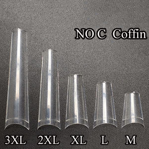 Logotipo personalizado XXL No C Cure 500 piezas ABS claro Natural ataúd Stiletto almendra falso largo recto cuadrado no C caja de puntas de uñas francesas - Product Image 4