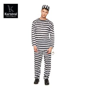 Costume de cosplay d'Halloween pour enfants, uniforme de prisonnier homme et femme, rayures noires et blanches, polyester, tenue d'otage de film TV - Product Image 2