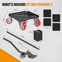 Set Dolly & Alat Pindah Barang Berat 1500LBS, Roda Baja Karbon 5-Roda dengan Kastor Pengunci & Pengangkat. Perlengkapan Pindahan