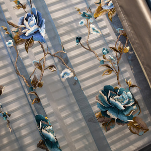 Tende Trasparenti a Doppio Strato con <span class=keywords><strong>Stampa</strong></span> Paesaggistica Cinese <span class=keywords><strong>su</strong></span> Cotone e Lino, Drappeggi per Camera da Letto con Mantovana - Product Image 3