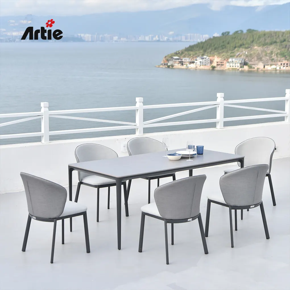 Artie Modern Restaurant Meubels Buitentafel En Stoel Set Luxe Waterdichte Tuinmeubelen Eettafel Set