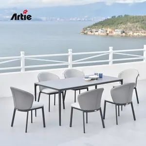 Современная ресторанная мебель, уличный стол и стул, набор роскошной водонепроницаемой садовой мебели, обеденный стол
