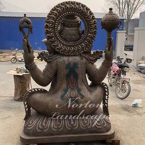 手彫りの庭の装飾大型ヒンドゥー教の神宗教真鍮ブロンズガネーシャ像彫刻販売 - Product Image 2