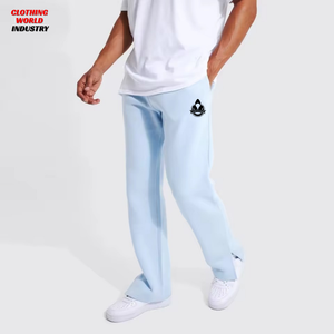 Custom Men's Straight Joggers Cotton Polyester Fleece Eco-Friendly Anti-Wrinkle Comfortable Blue Casual Baggy Men's Pants - Product Image 1