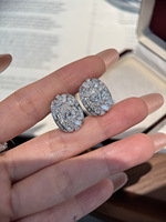 Boucles d'oreilles en or blanc 18 carats avec diamants de laboratoire, design floral, poids total 7,57 g, poids de la pierre 3 carats, bijoux fins