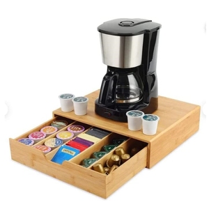 Portacapsule Moderno in Bambù Naturale, Organizzatore da Tavolo Multifunzione con Design Lavabile per Caffè Espresso e Tè - Product Image 1