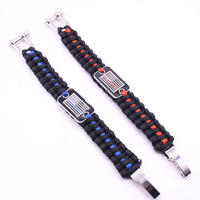 Individuell Farbiges Überlebens-Paracord-Armband Verstellbares Flaggen-Armband mit Edelstahl-Armband