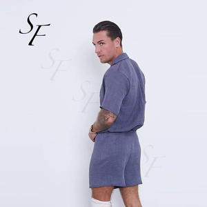 Logo personalizzato di alta qualità <span class=keywords><strong>In</strong></span> lino blu medio stile Resort <span class=keywords><strong>In</strong></span> una vestibilità rilassata <span class=keywords><strong>con</strong></span> pantaloncini da uomo traspiranti <span class=keywords><strong>con</strong></span> cintura elasticizzata - Product Image 2