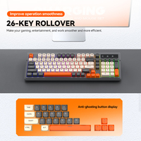 T-WOLF T12 Keyboard Nirkabel Dual-mode Keyboard Gaming Ergonomis Koneksi BT/2.4G 98 Tombol Pengaturan Meja untuk Laptop/desktop/tablet