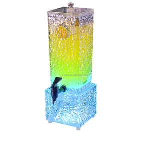 Distributeur de boissons en acrylique éclairé par LED, carré, 13x13x43cm, avec robinet en acier inoxydable, refroidisseur de fête - Product Image 5