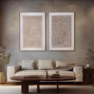 Peinture à l'huile abstraite minimaliste texturée 3D encadrée, art mural artisanal pour la décoration des couloirs d'hôtels de luxe - Product Image 4