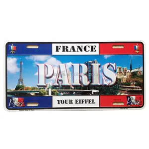 France Pairs Souvenir Custom Printing And Embossing Car License Plate