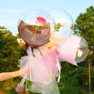 Ballon lumineux LED transparent de 20 pouces, ballon rose lumineux Bobo, bouquet de ballons Bobo spatial, <span class=keywords><strong>confession</strong></span> de la Saint-Valentin - Product Image 3