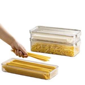 1.5L Nhựa Mì Ống Lưu Trữ <span class=keywords><strong>Container</strong></span> Spaghetti Thủ Môn Snap Khóa Nắp Khô Thực Phẩm Để Thức Ăn Tổ Chức Stackable Hình Chữ Nhật - Product Image 1