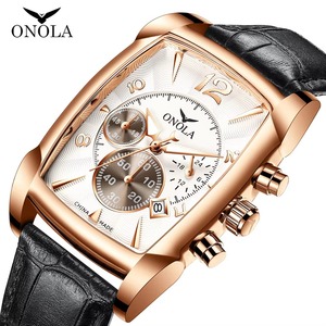 Montre pour homme de qualité supérieure, design carré, marque ONOLA, multifonctionnelle, quartz, cuir, étanche, ON6818 - Product Image 2