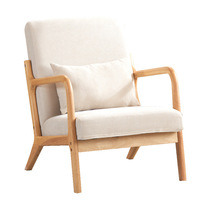 Nordischer Einzelsessel aus Massivholz mit Stoffbezug, Balkon-Sofa, Kleines Apartment-Tisch-Stuhl-Set, Gästehaus-Freizeitmöbel, Wohnzimmer
