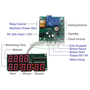 JY Factory TM-30 DC 12V 15A Placa de control de temporizador operada por monedas con contador integrado de 9 dígitos, pantalla de tiempo con recordatorio de balance y función de cero en inglés - Product Image 4