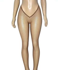 Collants résille évidés taille V pour femmes <span class=keywords><strong>bas</strong></span> collants métalliques scintillants Leggings en maille pour Club livraison directe - Product Image 2
