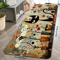 Tapis de cuisine Kongyu Home Textiles à imprimé chat mignon, tapis de sol antidérapant, tapis long à motif floral vintage, décoration intérieure et extérieure