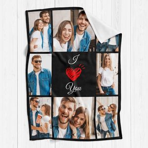 Manta de música con código <span class=keywords><strong>Spotify</strong></span> en forma de <span class=keywords><strong>corazón</strong></span> personalizada, fotos de franela polar personalizadas, técnicas de punto, regalo para <span class=keywords><strong>el</strong></span> hogar para la familia - Product Image 4