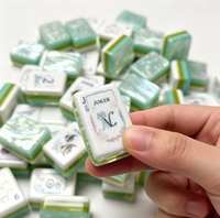 Tuiles de Mahjong Océaniques Directes d'Usine, Ensemble de Mahjong en Acrylique Nacré avec Joker, Vente en Gros, Logo Personnalisé, Fournisseur OEM
