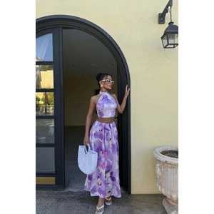 ชุดกางเกงสีม่วงไลแลคสำหรับฤดูร้อน พร้อมตกแต่งกระดุม - Product Image 5