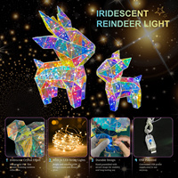 Figurines de rennes géométriques en PET RVB prismatiques 3D, avec éclairage USB, pour décoration de table de Noël, cadeau et accent lumineux festif