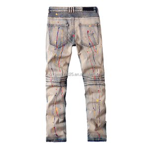 Hongyang Tùy Chỉnh Thương Hiệu Giữa Eo Cổ Điển Rửa Bùng Quần Casual Biker Phong Cách Jeans Có Thể Giặt Tính Năng Cho Mùa Thu/Mùa Đông - Product Image 4
