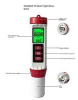 Stylo testeur numérique 4-en-1 de la qualité de l'eau (pH, TDS, EC, température) avec calibration CAL pour l'eau potable, les aquariums et l'hydroponie