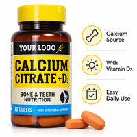 Comprimés de citrate de calcium et de vitamine D3 en marque privée OEM, compléments alimentaires minéraux pour la nutrition des os et des dents, fabricant en gros