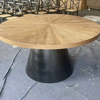 Meubles de salle à manger, table à manger ronde en bois massif minimaliste avec piétement conique, 8 places, Esstisch, meubles de restaurant, meubles de maison en métal