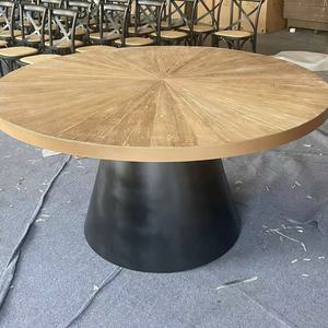 Muebles de Comedor, Mesa de Comedor Redonda con Pedestal Cónico de Madera Maciza Minimalista para 8 Personas, Esstisch, Muebles Metálicos para Restaurante y Hogar - Product Image 2